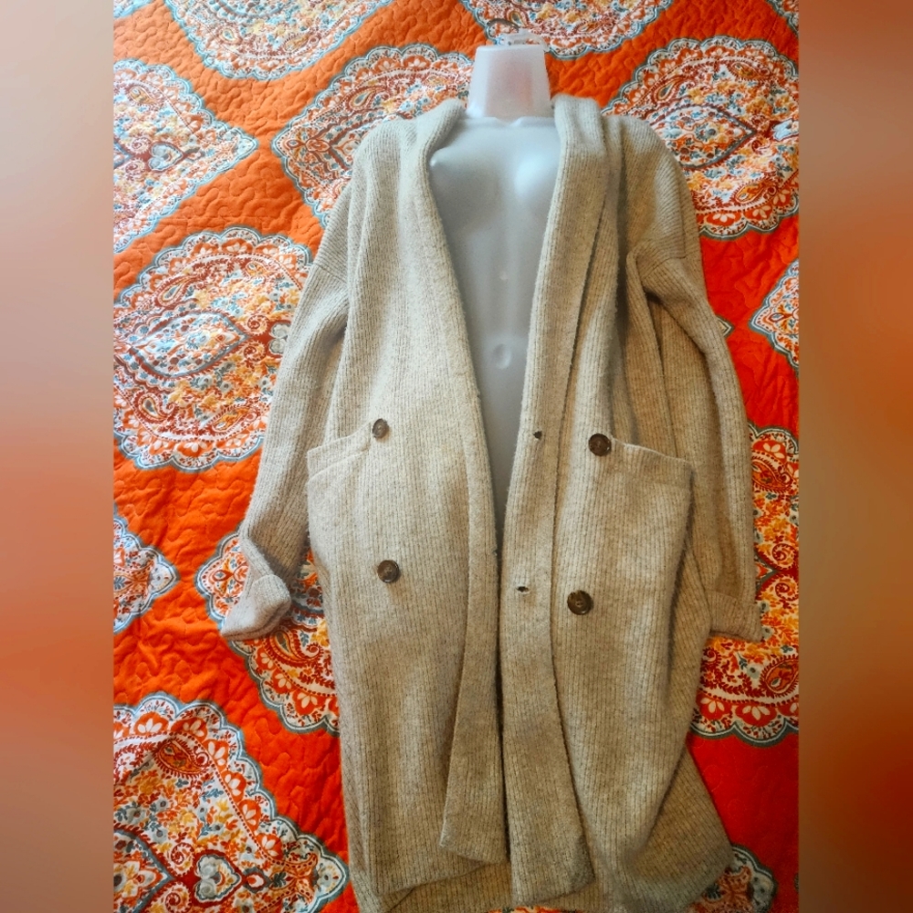 J Crew rolled collar midi cardigan